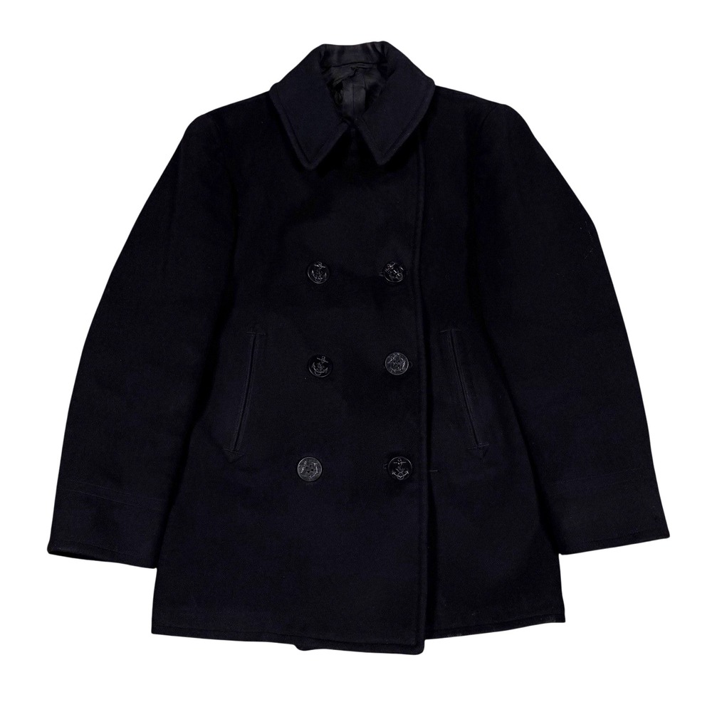 Vintage WWII US Navy USN Men's 100% Wool Winter Black Pea Coat Uniform Sz 36‎
